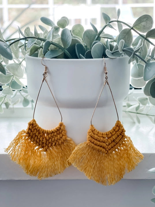 Yellow Macramé earrings