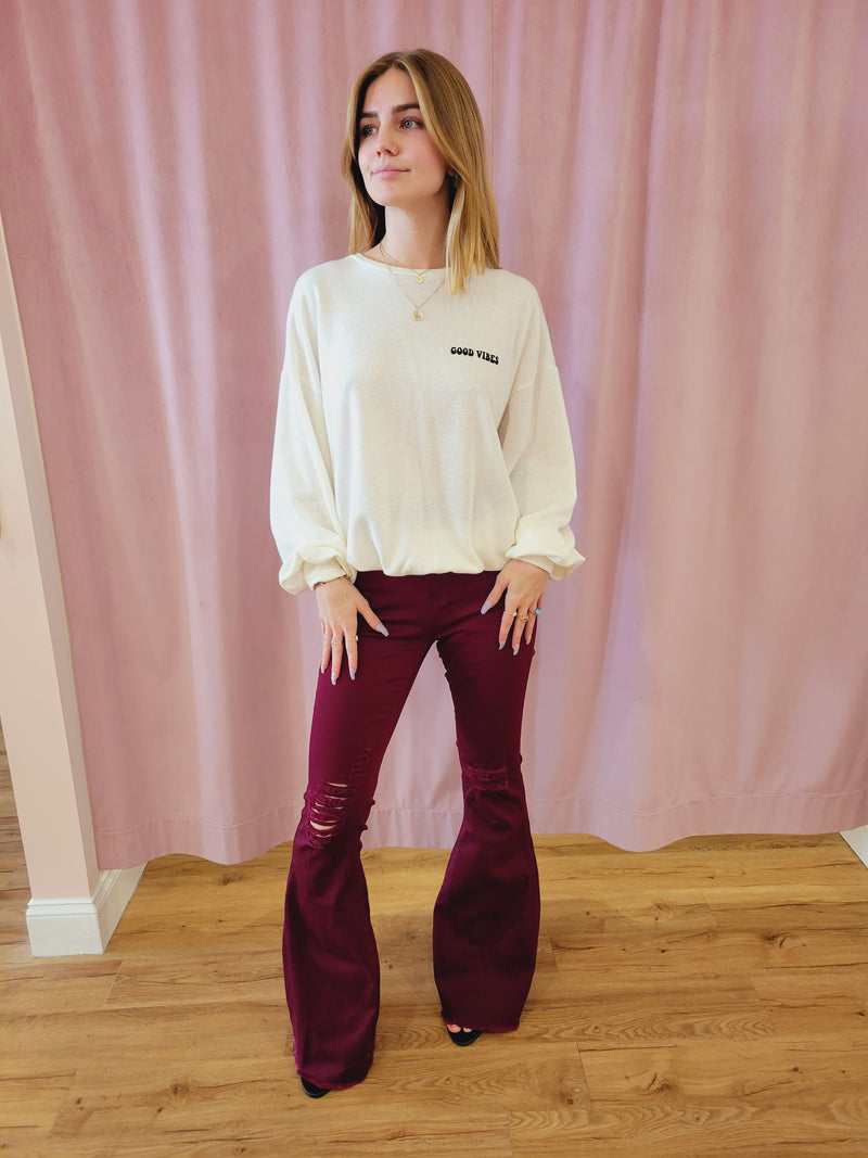 Good Vibes Top- Cream