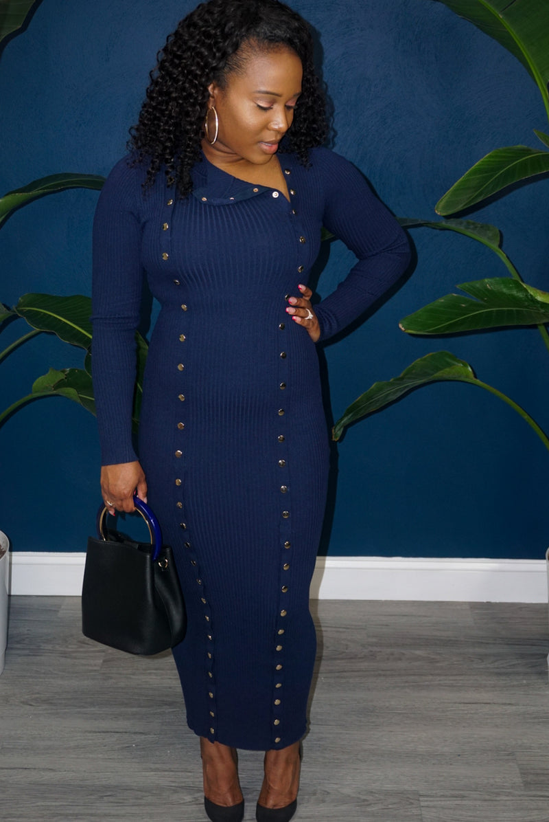 Oh Snap Dress- Navy