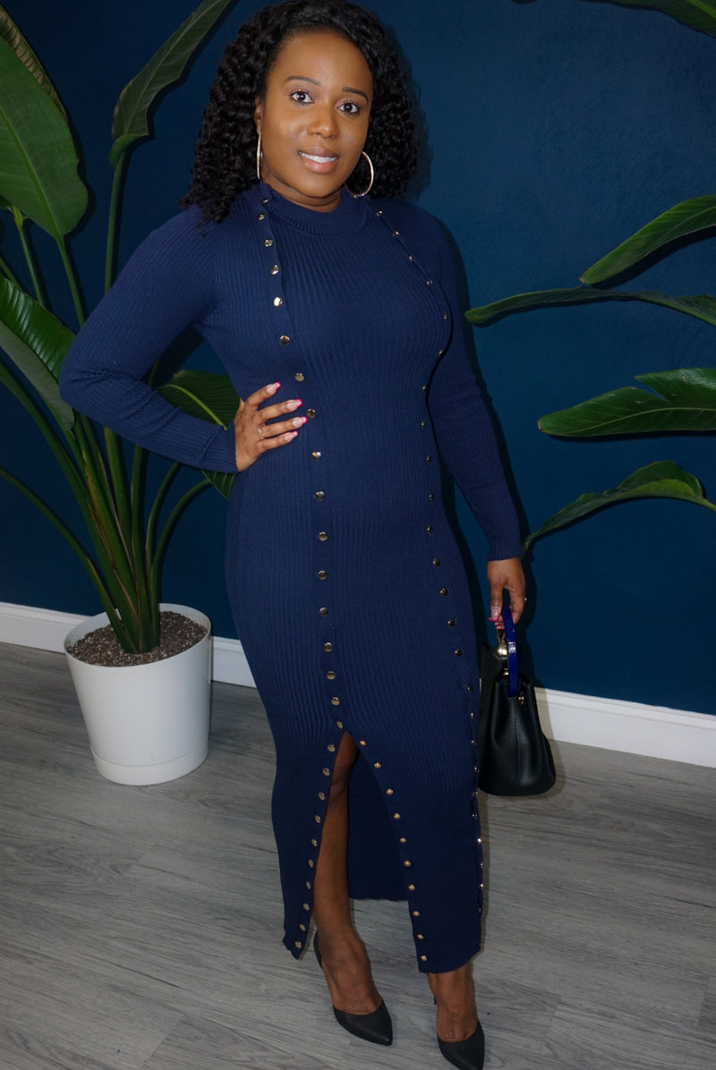 Oh Snap Dress- Navy