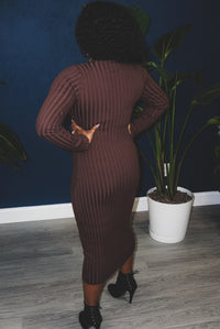 Miss Me Midi Dress- Brown